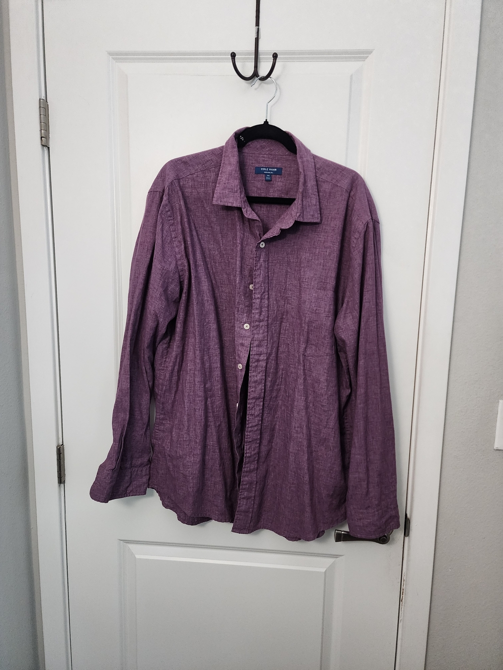 Cole Haan Men's Lavender-Purple Linen Blend Button-Down Shirt
